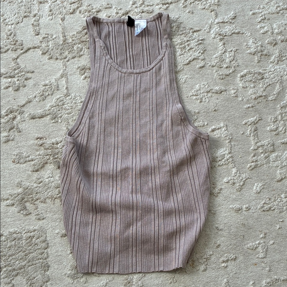 H&M Taupe Ribbed Crop Top
